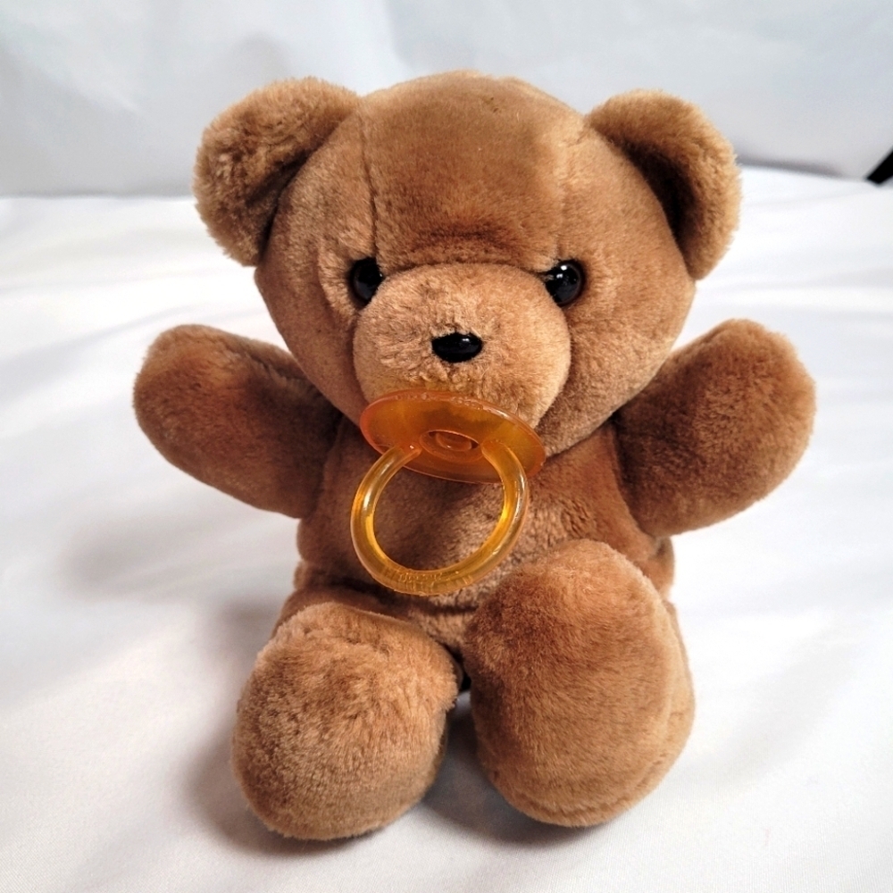 VTG Dakin 1987 Baby Bear Plush Animal w/ Pacifier Stuffed Toy